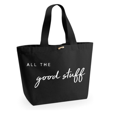 Large Black Organic Cotton Tote Bag